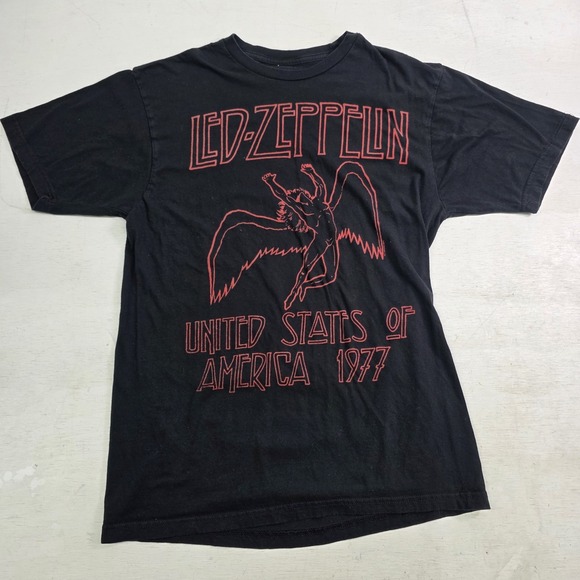 led zeppelin Other - Led Zeppelin Classic Rock T-Shirt Black Concert Mens Sz L Swan Angel Band Tee‎